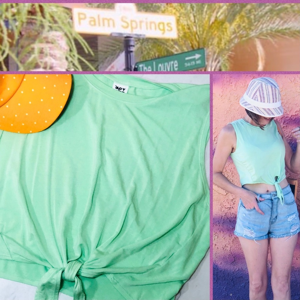 Joy Lab Mint Green Twist-Front Athletic Muscle Tee - Picture 16 of 16